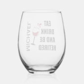 食べパーソナライズされた飲み退職したる ステムなしワイングラス (裏面)