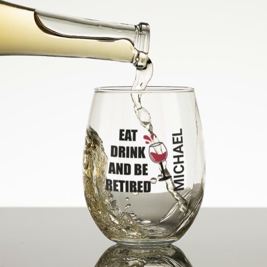食べパーソナライズされた飲み退職したる ステムなしワイングラス