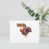 食べピザトルコ感謝祭おもしろい シーズンポストカード (スタンド正面)