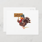 食べピザトルコ感謝祭おもしろい シーズンポストカード (正面/裏面)