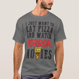 食べピザホラー映画ファミリー映画ナイト Tシャツ