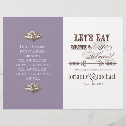 食べフォーマル飲み物n取り結婚した結婚式 プログラム (正面)