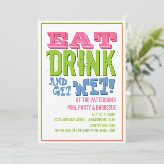 食べプールのパーティーとBBQ 招待状 (スタンド正面)
