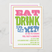 食べプールのパーティーとBBQ 招待状 (正面/裏面)