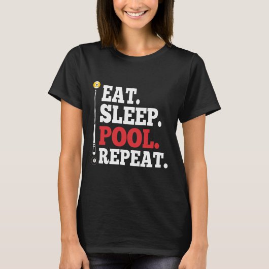 食べプールのリピーターおもしろいビリヤード Tシャツ (正面)