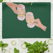 食べメリー酒と食べメリーる，クリスマス，レトロ キッチンタオル (折り畳み)