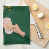 食べメリー酒と食べメリーる，クリスマス，レトロ キッチンタオル (四つ折り)