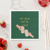 食べメリー酒と食べメリーる，クリスマス，レトロ スタンダードランチョンナプキン (インサイチュ)