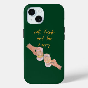 食べメリー酒と食べメリーる,クリスマス,レトロ iPhone 15ケース