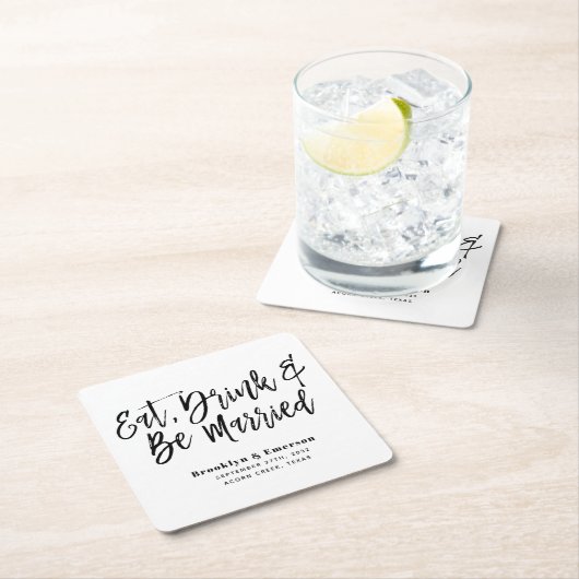 食べモダン結婚したBeの結婚飲み物 スクエアペーパーコースター (インサイチュ)