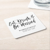 食べモダン結婚したBeの結婚飲み物 スクエアペーパーコースター (アングル)