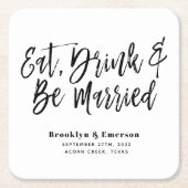 食べモダン結婚したBeの結婚飲み物 スクエアペーパーコースター (正面)