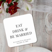 食べモダン結婚したBeの結婚飲み物 スクエアペーパーコースター