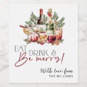 食べモダン酒を飲んで聖降誕祭お目出とう ワインラベル (シングルラベル)