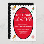 食べモダンLove Valentine's Dayハート 招待状 (正面/裏面)