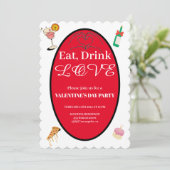 食べモダンLove Valentine's Dayハート 招待状 (スタンド正面)