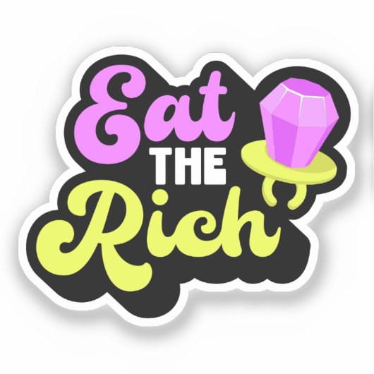 食べリッチ90のダイヤモンドリングや輪社会ポップ・アートのおもしろい シール (正面)