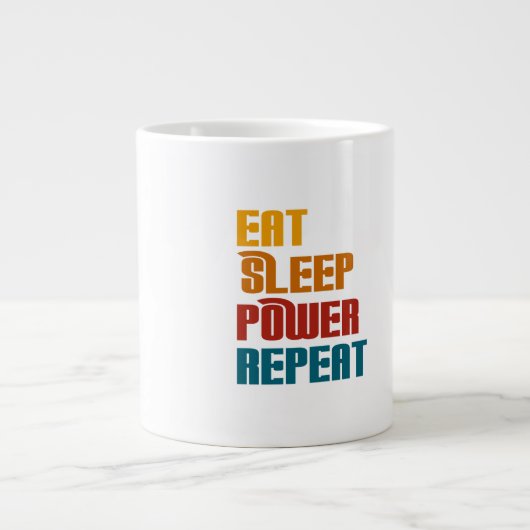 食べーの繰り返しおもしろい ジャンボコーヒーマグカップ (正面)