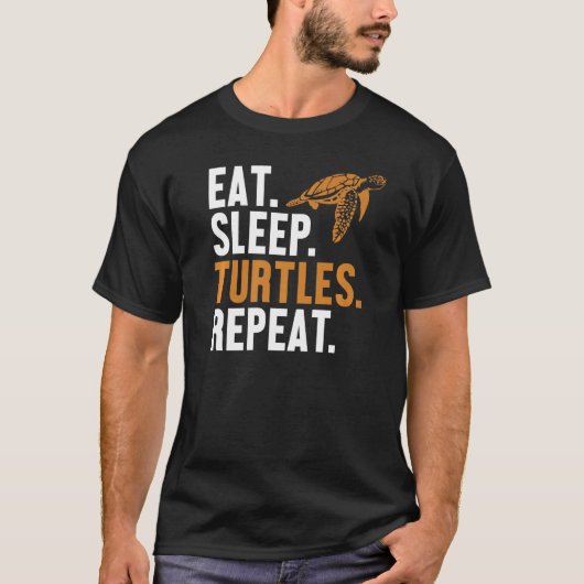 食べ亀が亀を繰り返す絵を描睡眠 Tシャツ (正面)