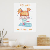 食べ井戸とエクササイズおもしろいやる気を起こさせる ポスター (キッチン)