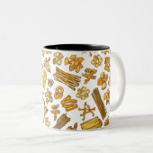 「食べ人気がある物と食べ物の大半」 ツートーンマグカップ (正面右)