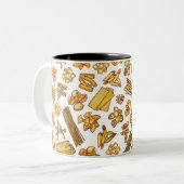 「食べ人気がある物と食べ物の大半」 ツートーンマグカップ (正面左)