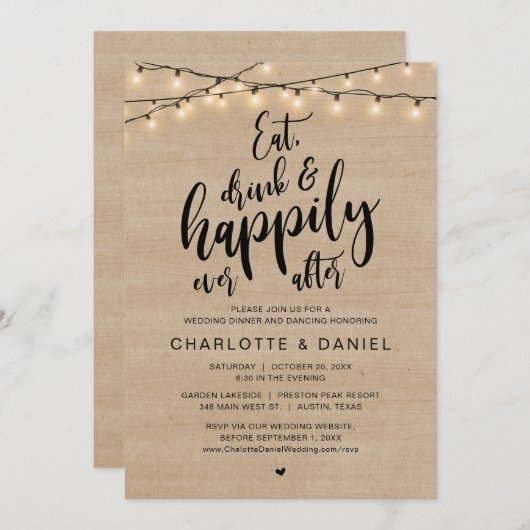 食べ夕食後は酒を飲んで楽し結婚く 招待状 (正面/裏面)