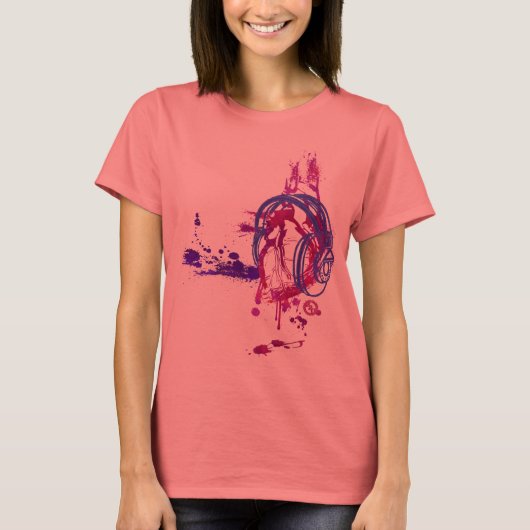 食べ寝て…音楽 Tシャツ (正面)