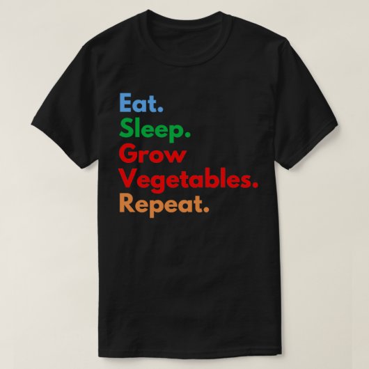 食べ寝で野菜を作る Tシャツ (デザイン正面)