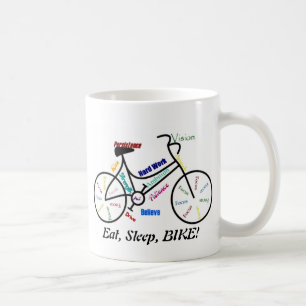 食べ寝ろ！おもしろいやる気を起こさせるのバイクもしくは自転車に乗る人 コーヒーマグカップ