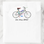食べ寝ろ！おもしろいやる気を起こさせるのバイクもしくは自転車に乗る人 楕円形シール (バッグ)