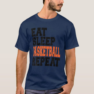 食べ寝付きバスケッおもしろいトプレーカッコいいト Tシャツ