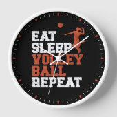 食べ寝付きバレーボールのリピーター 壁時計 (正面)