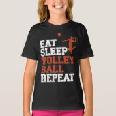 食べ寝付きバレーボールのリピーター Tシャツ (正面)