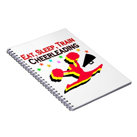 食べ寝列車チアリーティング赤デザイン ノートブック (右側)