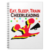 食べ寝列車チアリーティング赤デザイン ノートブック (正面)