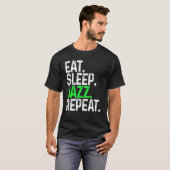 食べ寝型ジャズリピおもしろいー Tシャツ (正面フル)