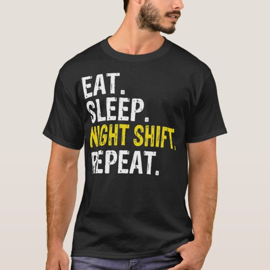 食べ寝夜勤繰り Tシャツ (正面)