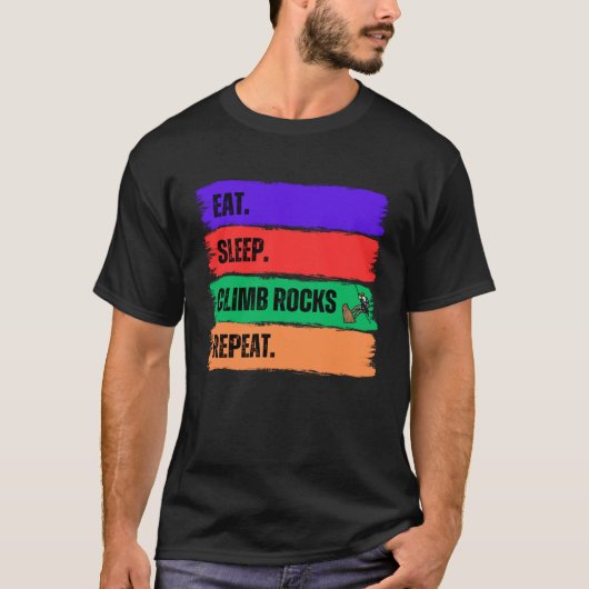 食べ寝岩繰り返し Tシャツ (正面)