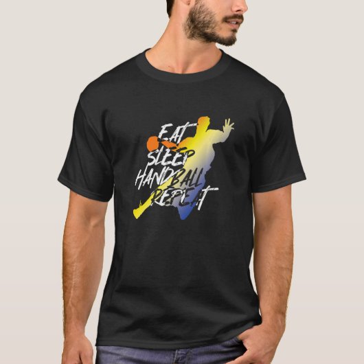 食べ寝用ハンドボール選手ハンドボールスポーツT Tシャツ (正面)