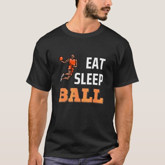 食べ寝用バスケットボール選手ダンク Tシャツ (正面)