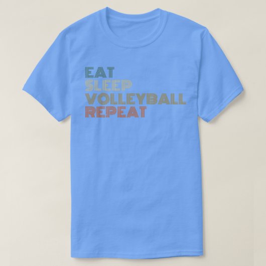 食べ寝用バレーボおもしろいレーレトロ4 Tシャツ (デザイン正面)