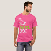 食べ寝用バレーボールのリピーターおもしろいバレーボール Tシャツ (正面フル)