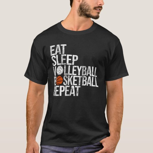 食べ寝用バレーボールリピーターおもしろいボール Tシャツ (正面)