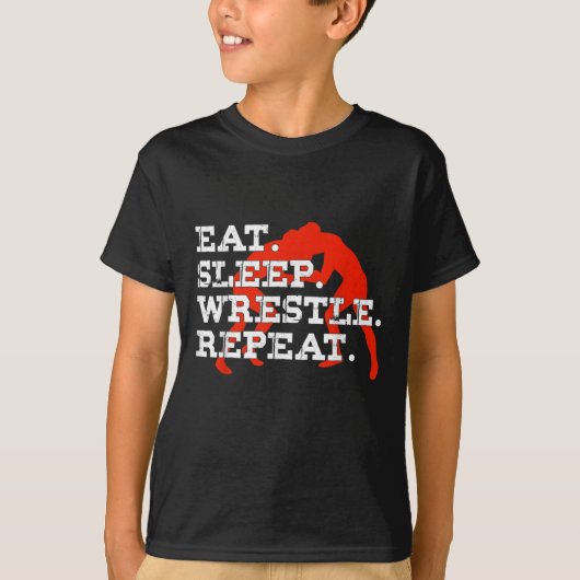 食べ寝相撲リポおもしろいレスリング力士 Tシャツ (正面)