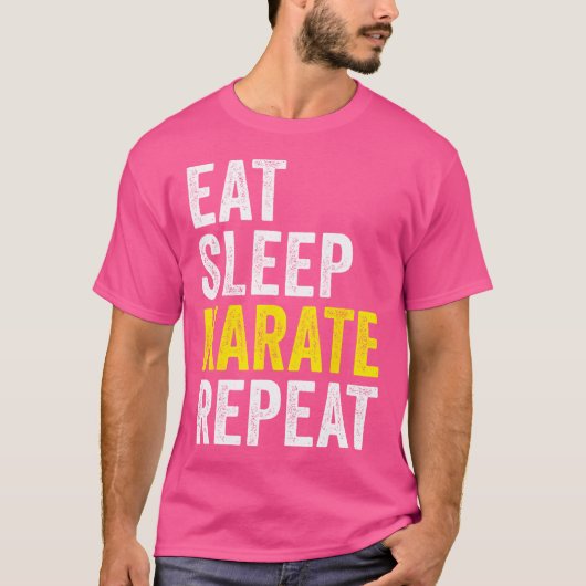 食べ寝空手リピおもしろいー空手の恋人 Tシャツ (正面)