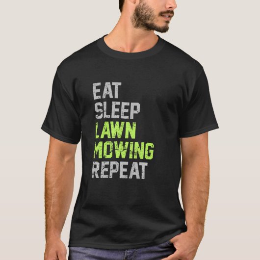 食べ寝芝刈り繰りおもしろい芝刈り Tシャツ (正面)