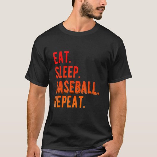 食べ寝野球カッコいい選手コーチファンカッコいい2 Tシャツ (正面)