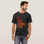食べ寝野球カッコいい選手コーチファンカッコいい2 Tシャツ (正面フル)