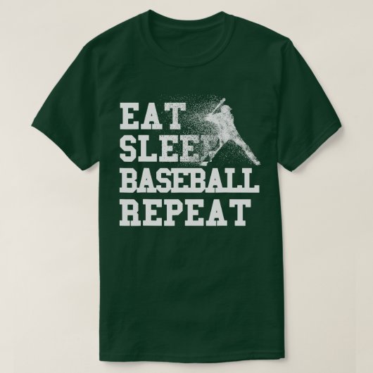 食べ寝野球リピおもしろいーヴィンテージB Tシャツ (デザイン正面)